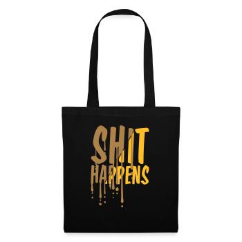 Drops Shit happens Citation - Sac en tissu - noir - Devant