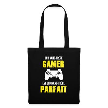 grand-frère gamer / grand-frère parfait - Sac en tissu - noir - Devant