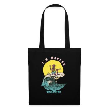 Je fais des vagues! Drôle de surfeur rétro - Sac en tissu - noir - Devant