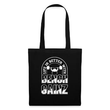 Life With Benchpress Gainz Ironic Gym Powerlifter - Tote Bag - black - Front