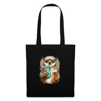 Cool sloth with beer and sunglasses - Tote Bag - black - Front