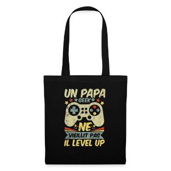 Un Papa geek ne vieillit pas il level up - Sac en tissu - noir - Devant