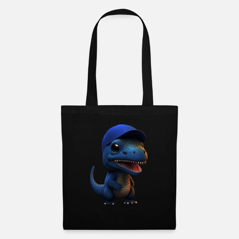 Mignon bébé dinosaure avec Navy Cup - Sac en tissu - noir