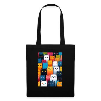 cat pattern - Sac en tissu - noir - Devant