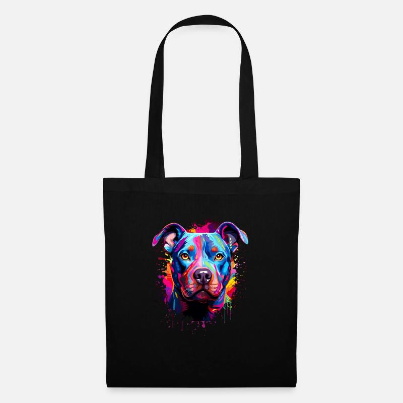 Pitbull Colorful - Stoffbeutel - Schwarz