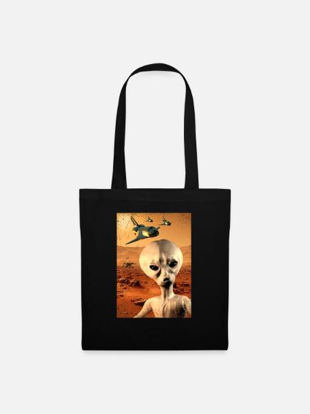 Mars Spaceshuttle UFO Alien Weirdcore Aesthetic - Stoffbeutel - Schwarz