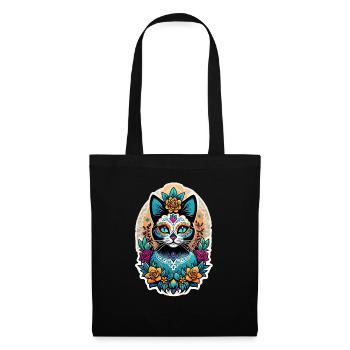 Katze Mexiko - Dia de los Muertos - Stoffbeutel - Schwarz - Vorne