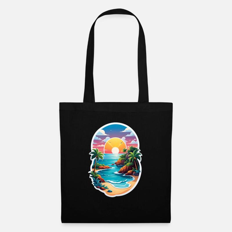 Strandurlaub Sonne Meer - Stoffbeutel - Schwarz