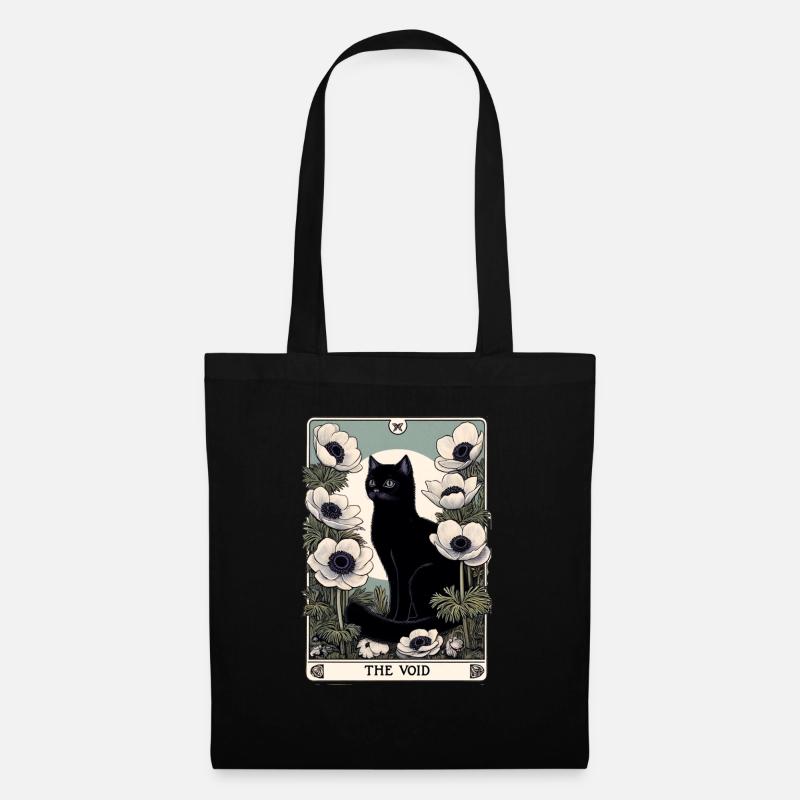 Die Leere Schwarze Katze Tarotkarte - Stoffbeutel - Schwarz
