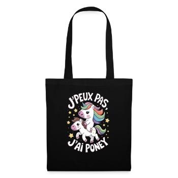 J' peux pas j'ai Poney - Sac en tissu - noir - Devant
