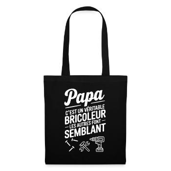 Belle idée cadeau design pour papa bricoleur - Sac en tissu - noir - Devant