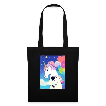 Maman + Licorne enfant - Sac en tissu - noir - Devant