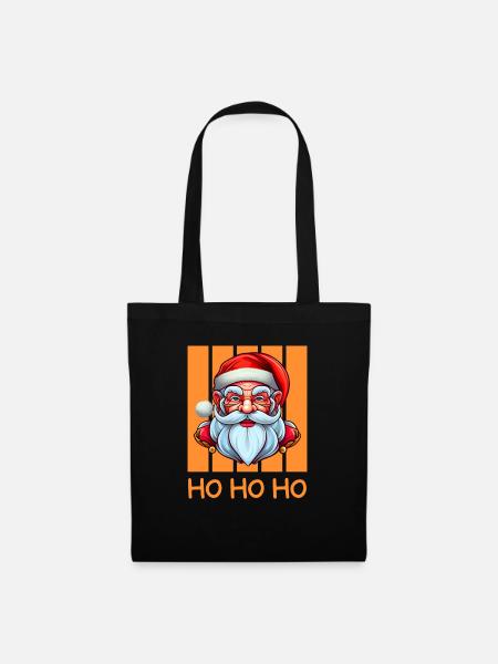 Ho Ho Ho Weihnachtsmann, Santa, Christmas, Xmas - Stoffbeutel - Schwarz
