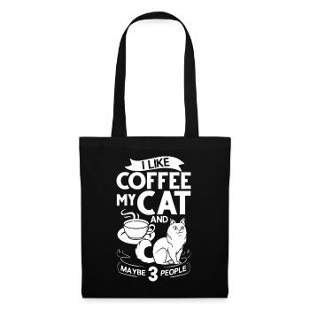 Cafetière Chat Machine Chaton Tasse Grains - Sac en tissu - noir - Devant