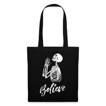 Croire - Squelette de prière - Sac en tissu - noir - Devant