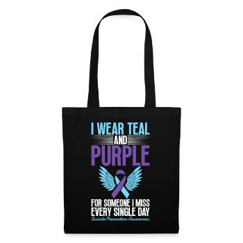 Je porte du sarcelle et du violet pour la conscience - Sac en tissu - noir - Devant
