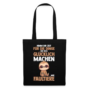 Faultier - Stoffbeutel - Schwarz - Vorne