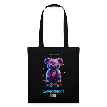Ours en peluche coloré parfaitement imparfait, équipement haut de gamme - Sac en tissu - noir - Devant