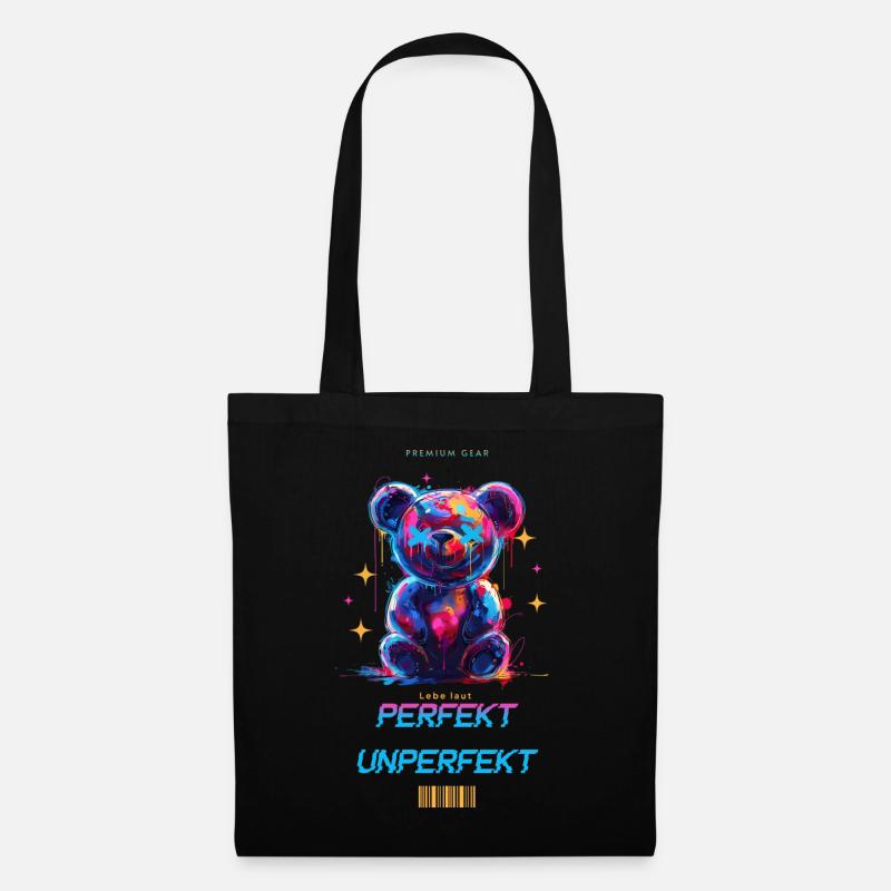 Perfekt Unperfekt Bunter Teddybär, Premium Gear - Stoffbeutel - Schwarz