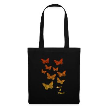 butterflies Schmetterlinge love & peace - Stoffbeutel - Schwarz - Vorne