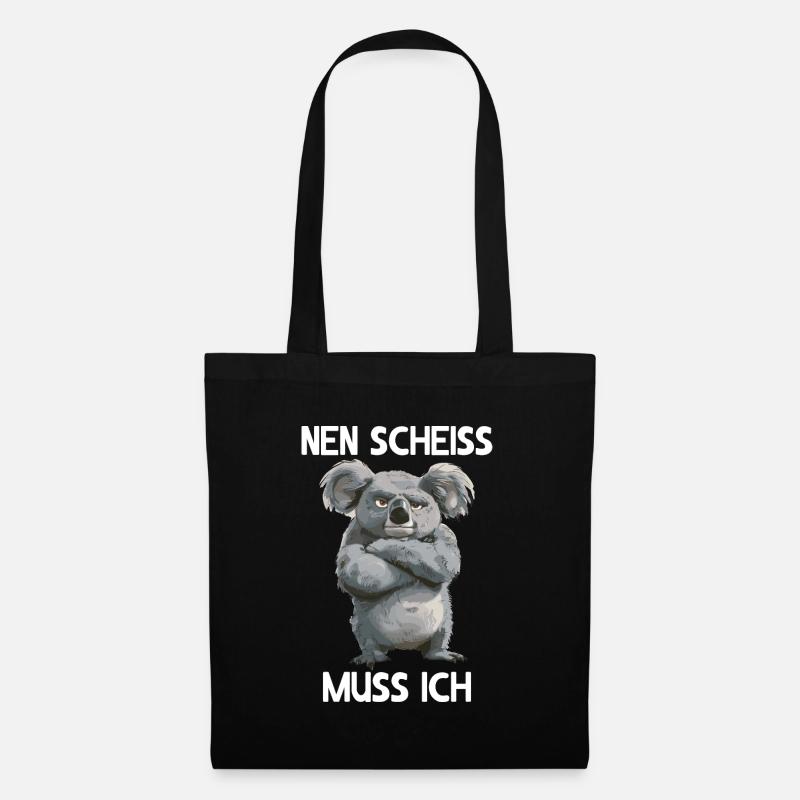 Koala Niedlicher Koalabär Nen scheiss muss ich - Stoffbeutel - Schwarz