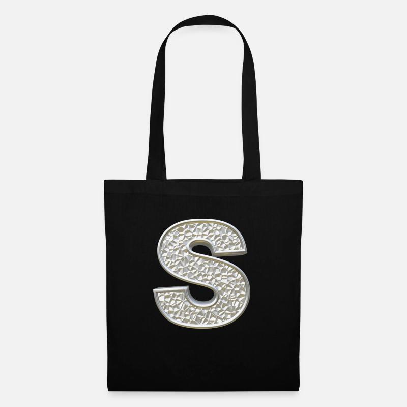 S, letter, initial, monogram, - Stoffbeutel - Schwarz