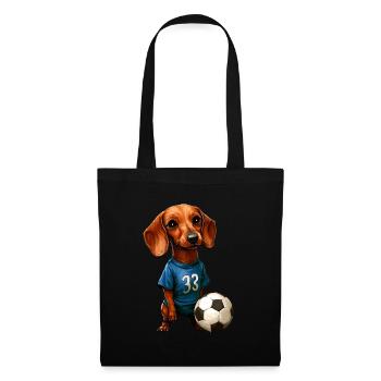 Fussball Dackel blau - Stoffbeutel - Schwarz - Vorne