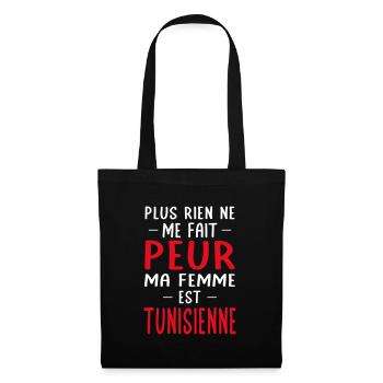 Rien ne me fait peur ma femme est Tunisienne - Sac en tissu - noir - Devant