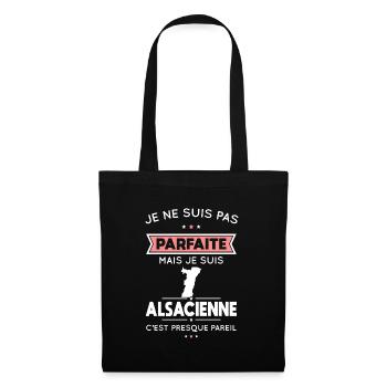 Je ne suis pas parfaite mais je suis Alsacienne - Sac en tissu - noir - Devant