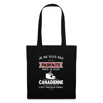 Je ne suis pas parfaite mais je suis Canadienne - Sac en tissu - noir - Devant