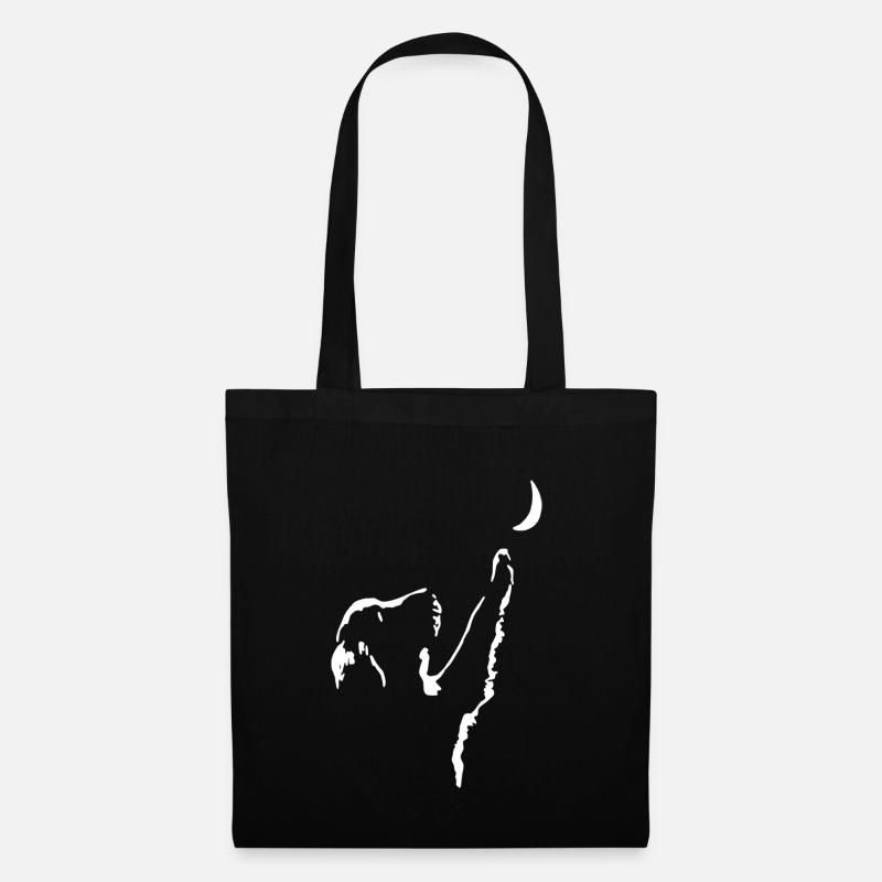 Hund mit Mond - Stoffbeutel - Schwarz