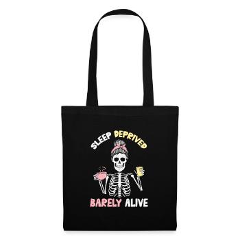 Messy Bun Skeleton Coffee Lover Tired Mom - Tote Bag - black - Front