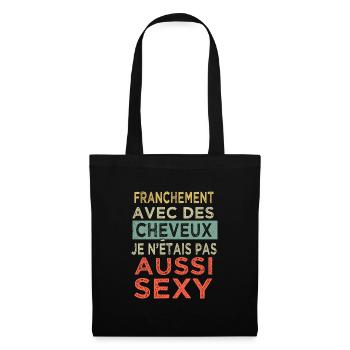 cheveux homme sans cheveux humour homme sexy - Sac en tissu - noir - Devant