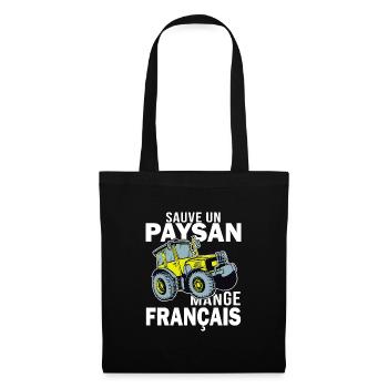 paysan en colere mange francais agriculteur - Sac en tissu - noir - Devant