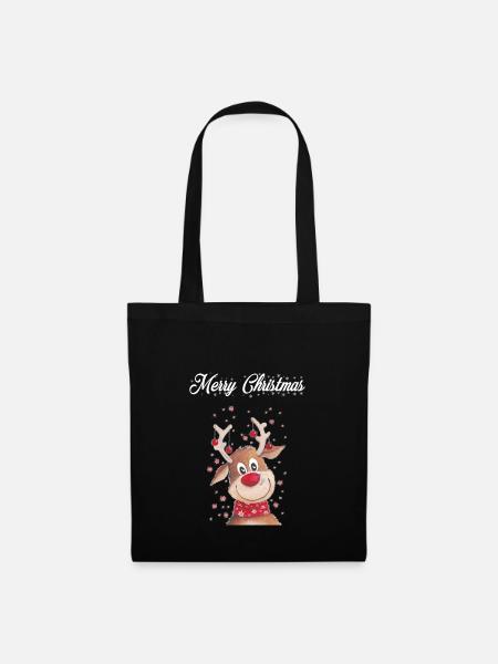 Weihnachten Rudolf Merry Christmas - Stoffbeutel - Schwarz