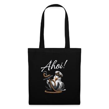 Ahoy! Funny Seagull with Anchor - Tote Bag - black - Front