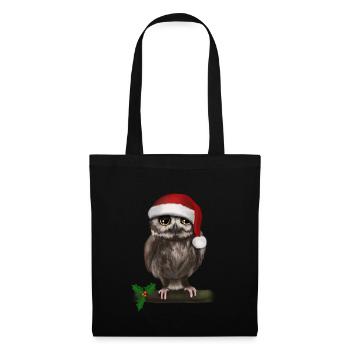 Noël Uhu Hibou - Bored - Sac en tissu - noir - Devant