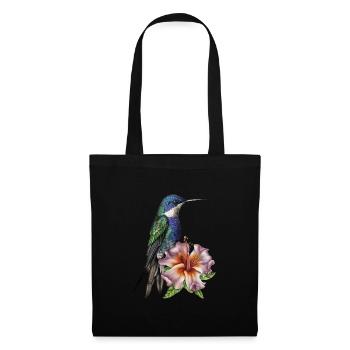 Mignon colibri avec fleur - Sac en tissu - noir - Devant