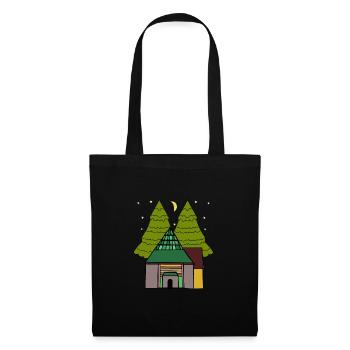 Haus Nacht Himmel Sternenhimmel Waldbewohner - Stoffbeutel - Schwarz - Vorne