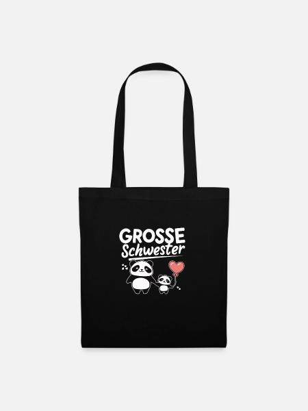 Große Schwester Panda Geschenk Schwangerschaft - Stoffbeutel - Schwarz