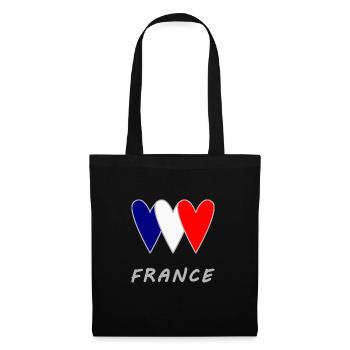 FRANCE. COEUR. FOOTBALL. SPORT. FRANCE. CHAMPION. - Sac en tissu - noir - Devant