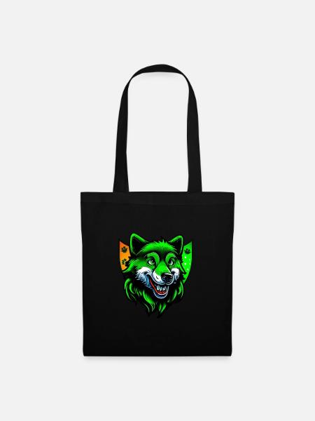 St. Patrick's Day Wolf in irischen Farben - Stoffbeutel - Schwarz