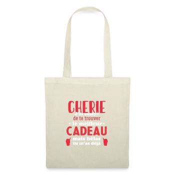 Chérie Saint Valentin Amour Couple Humour - Sac en tissu - nature - Devant