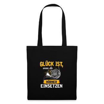 Blasmusik Musiker Musik Geschenk · Hörner - Stoffbeutel - Schwarz - Vorne