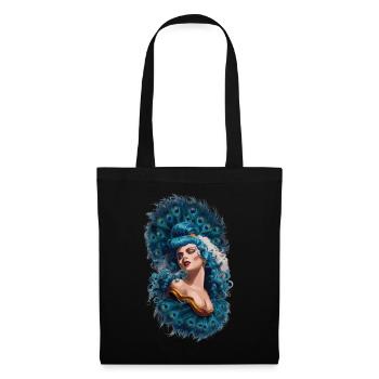 Exotische Fantasie Gefiederter Pfau Kunst - Stoffbeutel - Schwarz - Vorne