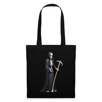 Sensenmann Sense Tod Halloween gruselig Skelett - Stoffbeutel - Schwarz - Vorne