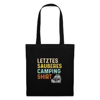 Letztes sauberes Camping Shirt - Stoffbeutel - Schwarz - Vorne
