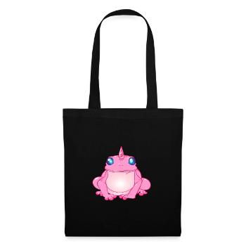 Frosch mit Einhorn Unicorn Optik - Stoffbeutel - Schwarz - Vorne