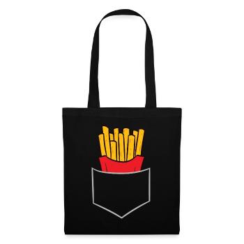 Français frites - Dans la poche de poitrine / poche de chemise - Sac en tissu - noir - Devant
