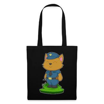 Katze Polizist Mikrofon Polizei - Stoffbeutel - Schwarz - Vorne